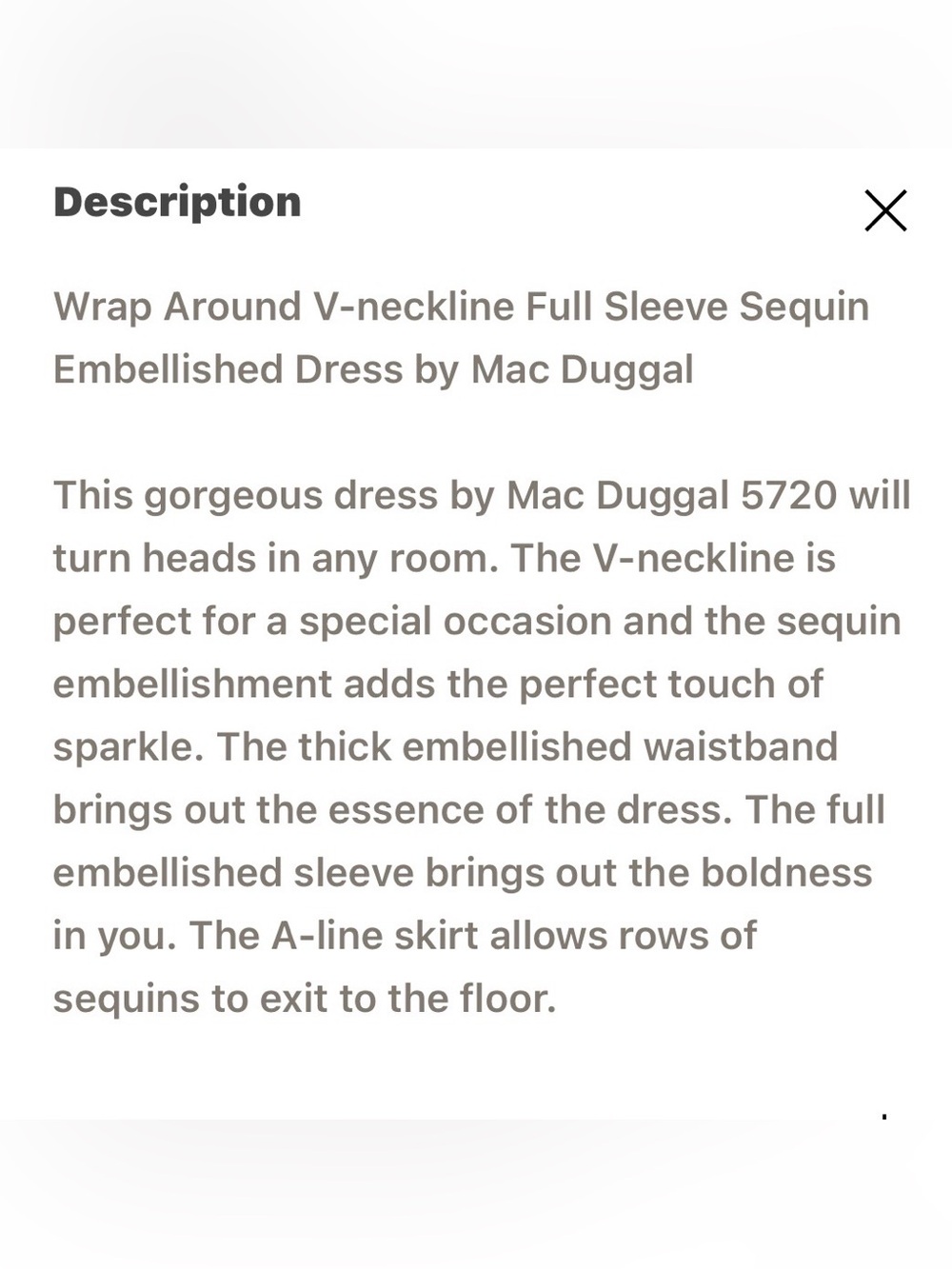 Mac Duggal Sequin Embellished With Cuff Sleeves Gown Vanilla/Silver #5720 - Picture 9 of 11